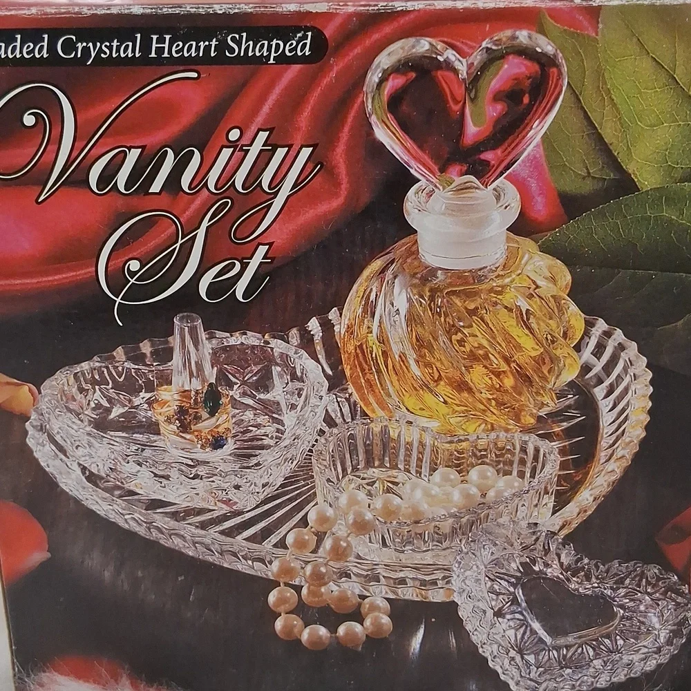 VANITY SET Glass 4 Pc Set New